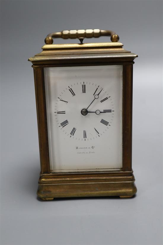 A Hamilton & Co repeating carriage clock, height 13cm